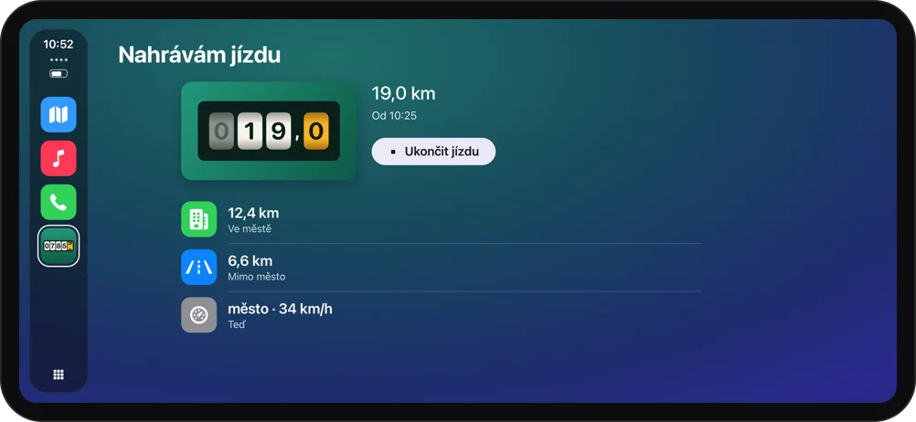 Jízda na obrazovce auta — Puťovka